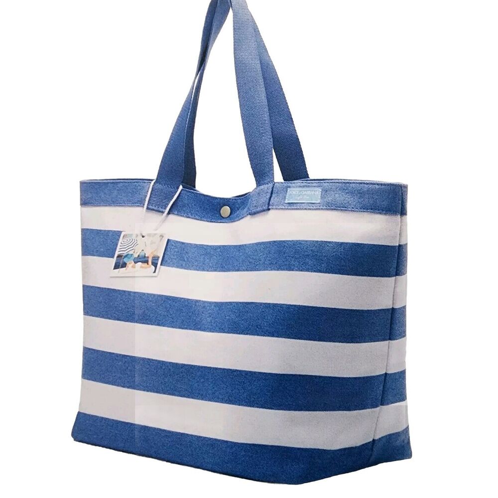 Dolce & Gabbana Blue and White Striped Tote